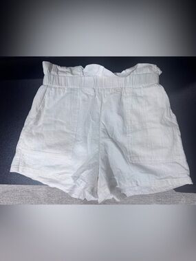 SHEIN White Textured High-Waist Drawstring Shorts